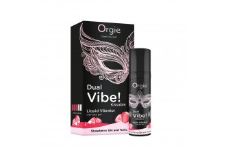 Съедобный жидкий вибратор Dual Vibe! со вкусом клубничного джина с тоником - 15 мл.