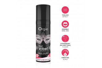 Съедобный жидкий вибратор Dual Vibe! со вкусом клубничного джина с тоником - 15 мл.