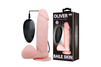 Телесный вибратор-ротатор с присоской Oliver - 19,5 см.