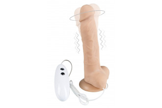Телесный вибратор-ротатор на присоске Cesar Vibrator & Rotator - 17,5 см.