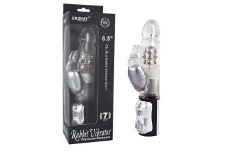 Вибратор Classicle Rabbit Silver с ротацией - 24 см.