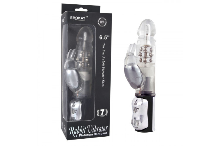 Вибратор Classicle Rabbit Silver с ротацией - 24 см.