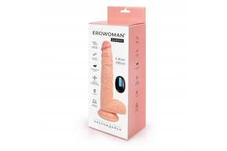 Телесный вибратор-ротатор Erowoman с пультом ДУ - 23 см.