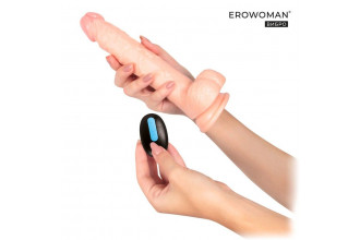 Телесный вибратор-ротатор Erowoman с пультом ДУ - 23 см.